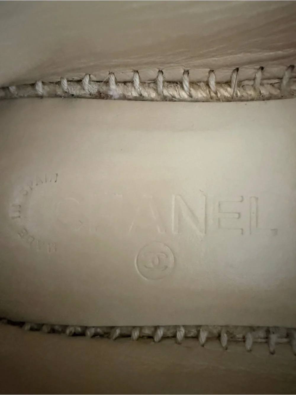 CHANEL Taupe and Black Logo Espadrille Flats